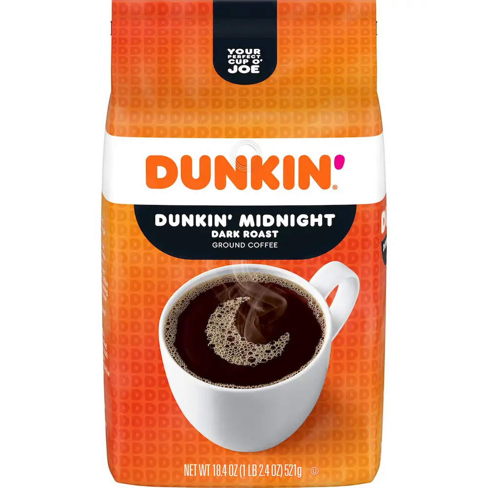 dunkin midnight dark roast ground coffee